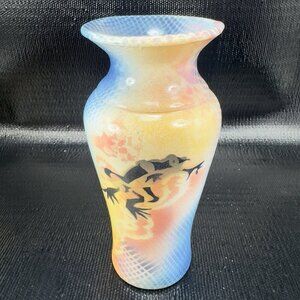 Vintage 1990 Hand Made Pottery Vase Vessel Artist Signed Burger Frog Multicolor